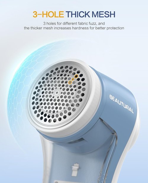 Beautural Fabric Shaver - Rechargeable Lint Remover with 6-Leaf Blades for Clothes & Furniture