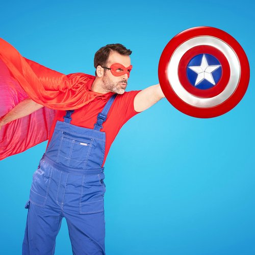 YMMAALE 12 Inch Captain Round Shield,Superhero Shield Prop Role Play Toy,Halloween Cosplay Shield for Birthday Gift,Party Decoration