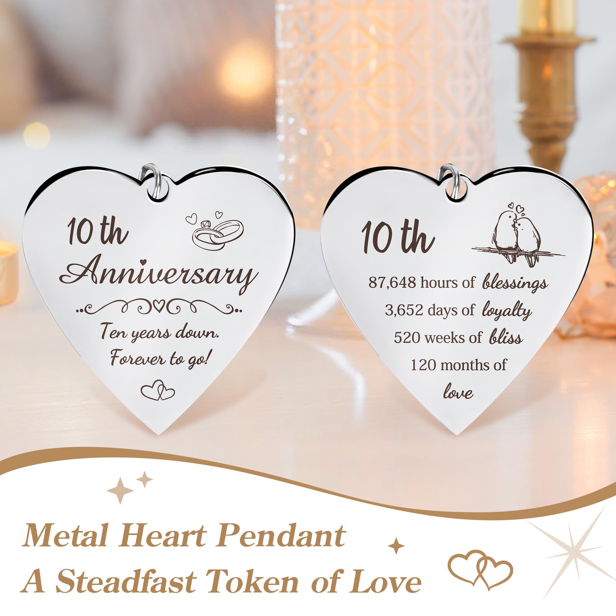 10 Year Anniversary Picture Frame Gifts for Couple 10 Year Anniversary Decorations Gifts for Wife 10 Year Gift Anniversary Customized Photo Frame Happy 10th Aniversario Decorations Gift for Him