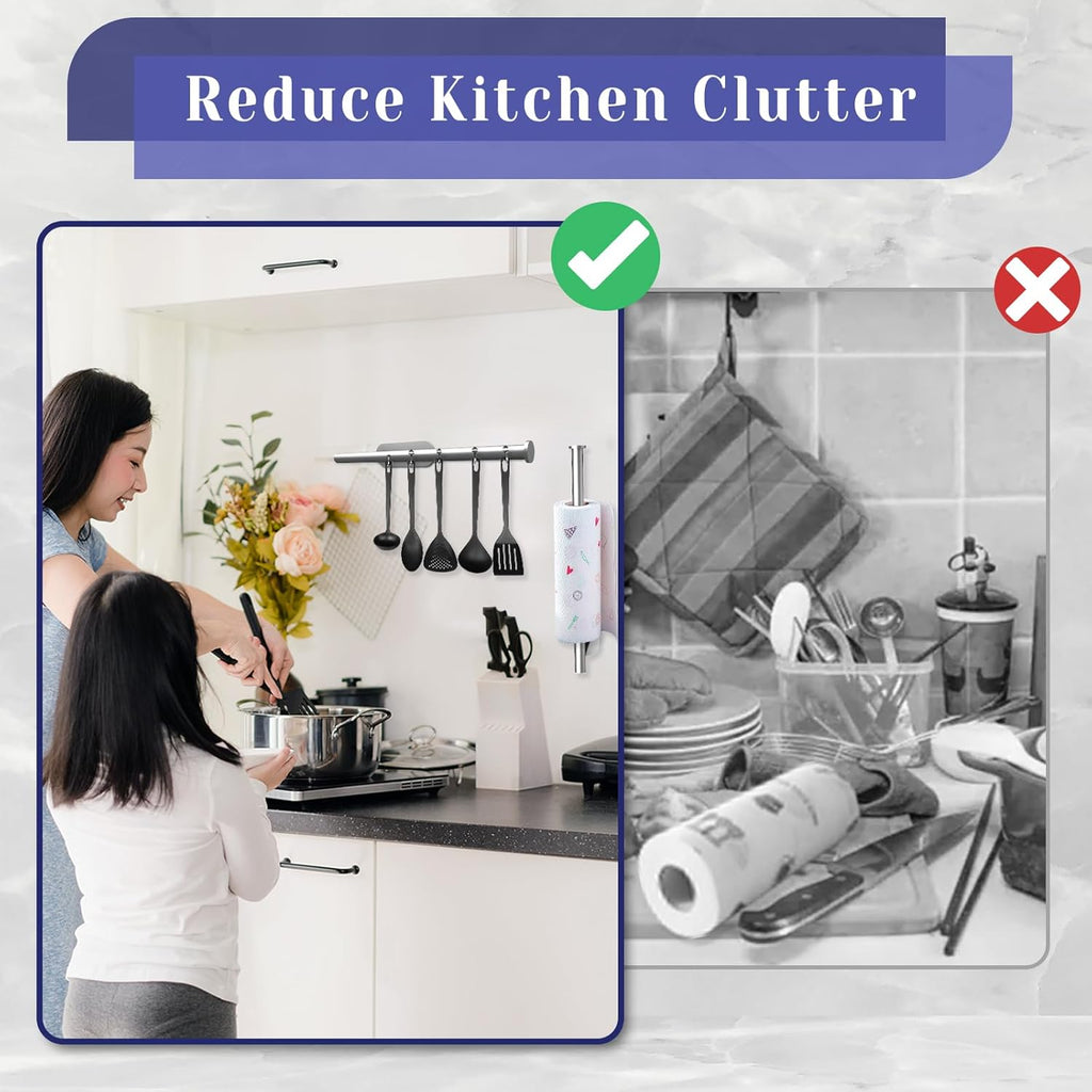Stainless Steel Paper Towel Holder by [Brand Name] - Self-Adhesive or Drilling | Wall Mount for Kitchen & Bathroom