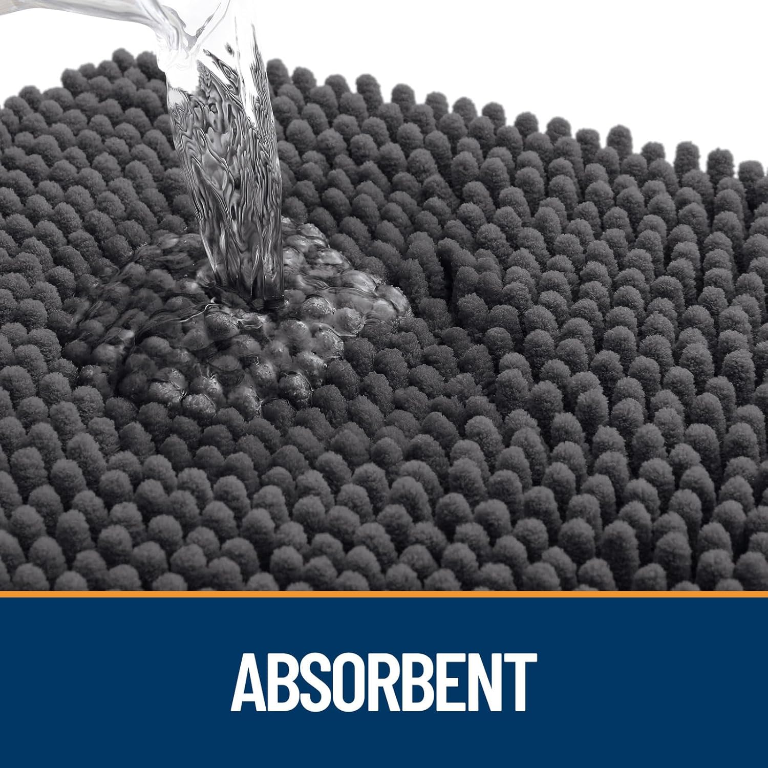 OLANLY Dog Door Mat - Absorbent Non-Slip Mud Mat for Muddy Paws | 54x24 Dark Grey Chenille Doormat