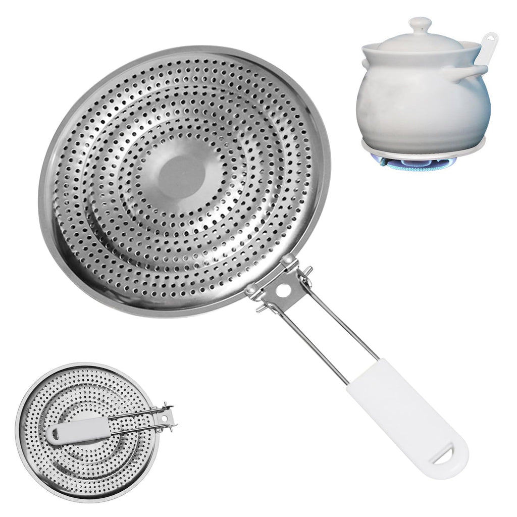 Heat Diffuser,Stainless Steel Heat Diffuser With Cool Touch Handle for Gas and Electric Stove Induction Cooktop Compatibility Simmer Plate Even Heat Distribution Food Warmer(size:7.99 x 7.36inch)