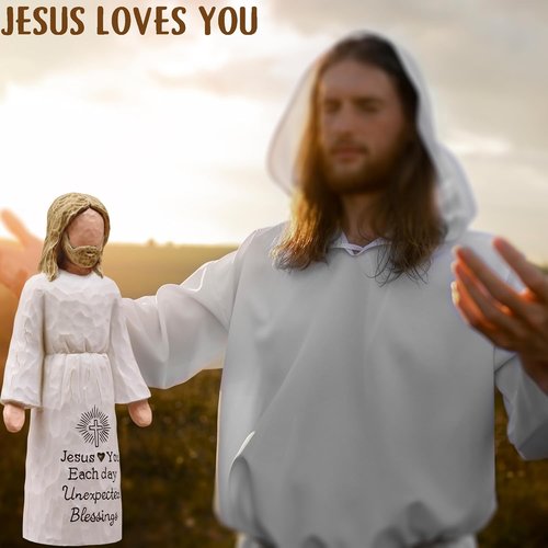 Jesus Figurine - Hand-Painted Sculpture for Christians | Perfect Gift for Catholic Women