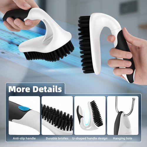 Cleangor Scrub Brush Set, Heavy Duty Scrub Brushes Crevice Cleaning Brush with Stiff Bristles, 3 Different Brushes Included for Household Use, Grout, Tile, Bathroom, Kitchen, Bathtub, Floor