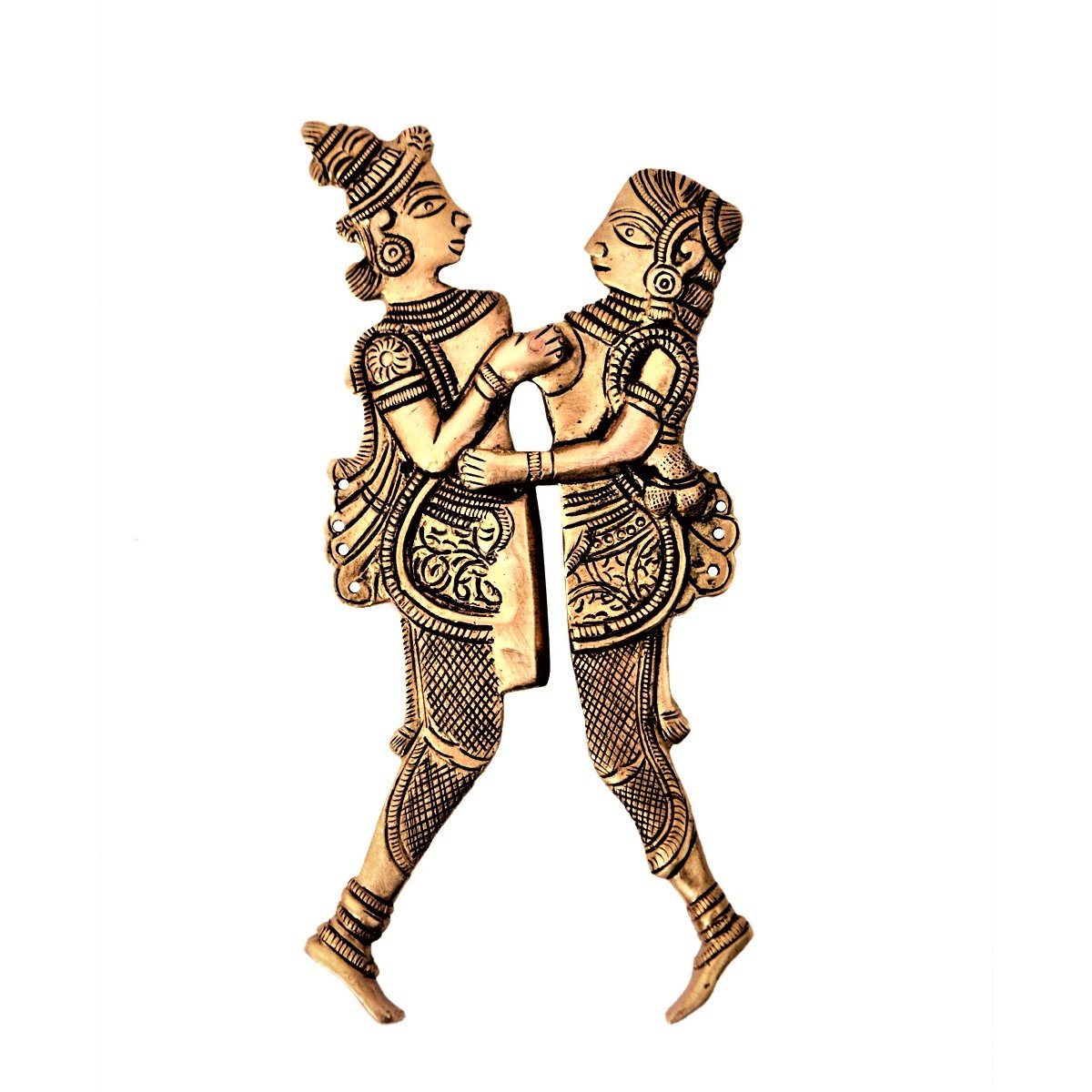 Purpledip Rare Collection Brass Nut Cracker Sarota 'Khajurao': Eternal Love Story of Radha-Krishna (11231)