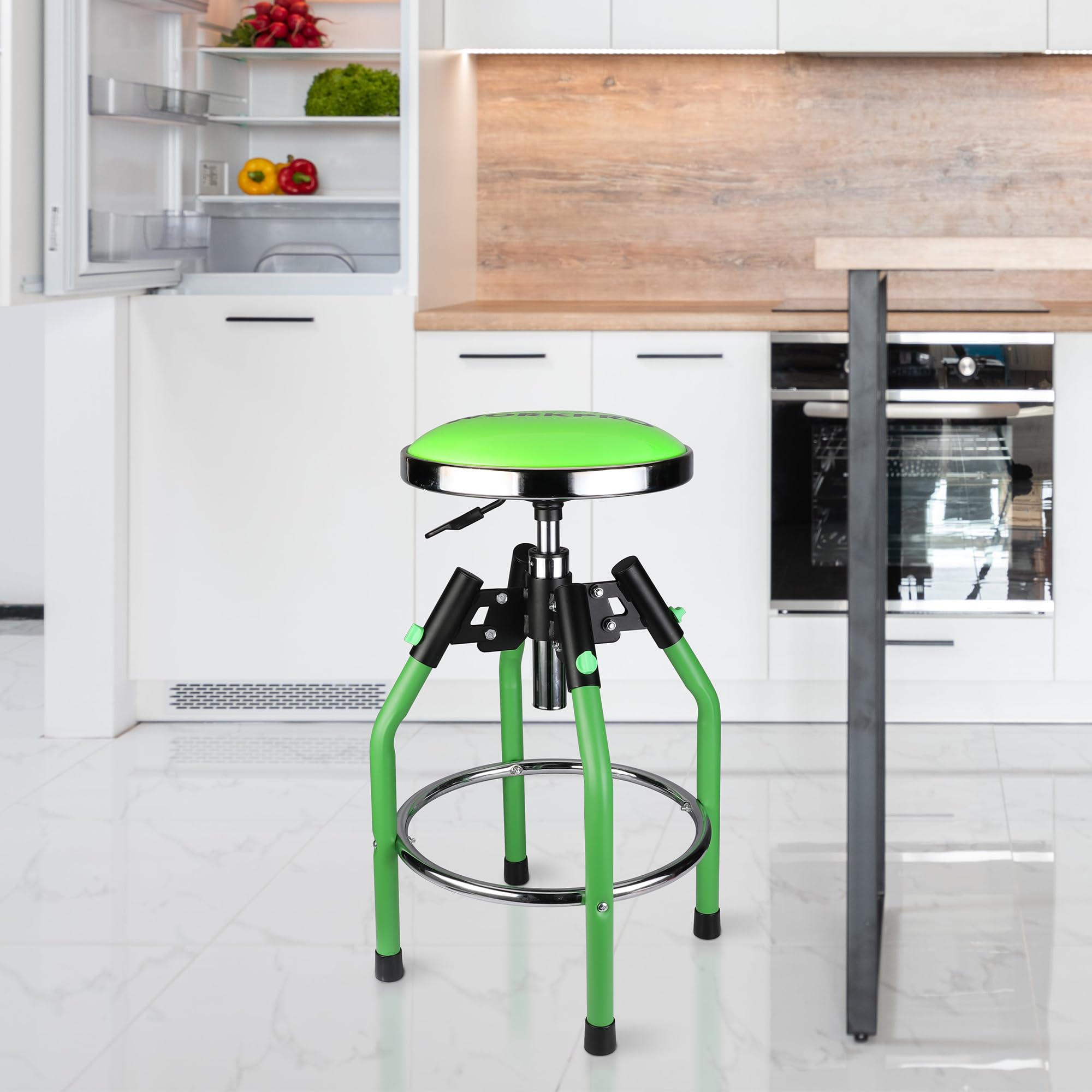 WORKPRO Garage Bar Stool, Heavy Duty Adjustable Hydraulic Shop Stool, 29in to 33. 86in, 330-Pound Capacity, Green