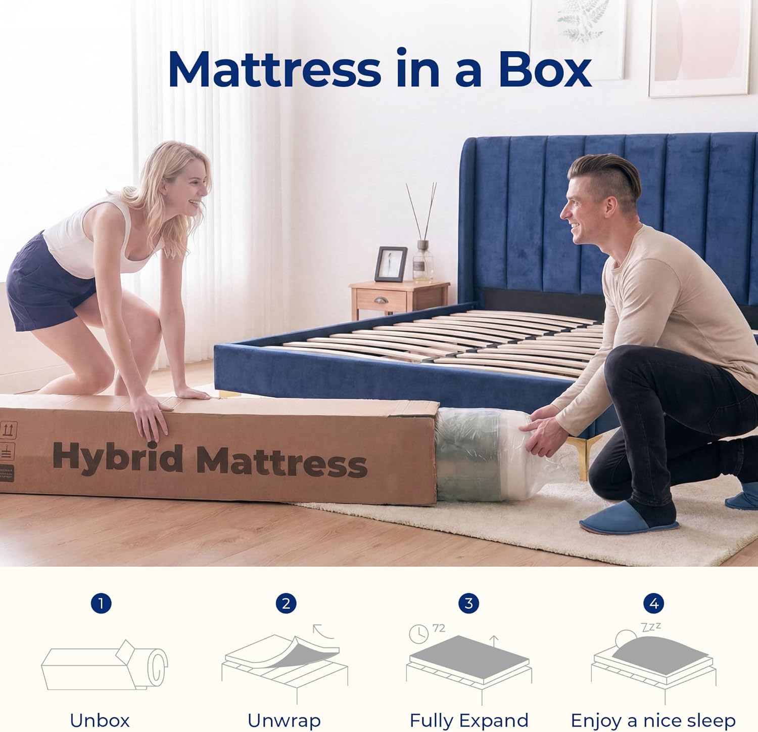 Neo Sleep Queen Size Mattress - 8 Inch Hybrid Comfort with Cooling Gel Memory Foam & Spring