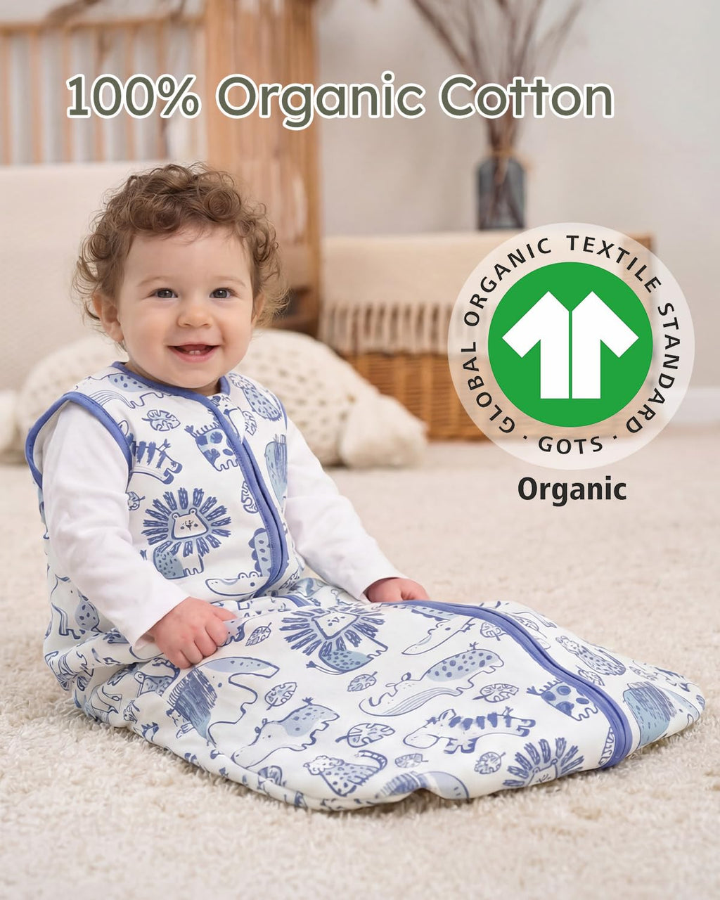 Yoofoss Baby Sleep Sack - 1.5 Tog Wearable Blanket for 6-12 Months | 100% Organic Cotton, Warm & Comfy