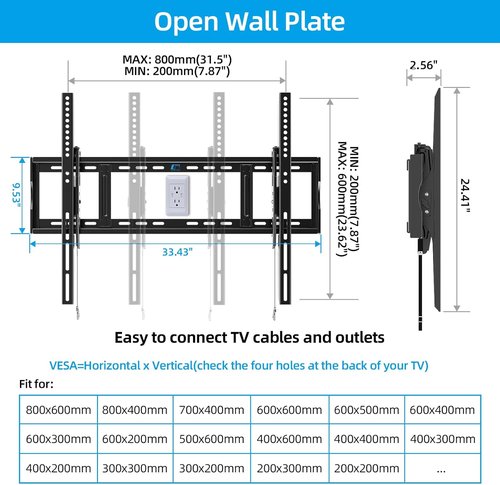 HOME VISION Heavy Duty Tilt TV Wall Mount Bracket - Supports 48-120 Inch Flat/Curved TVs, 200Lbs Capacity, Max VESA 800x600mm