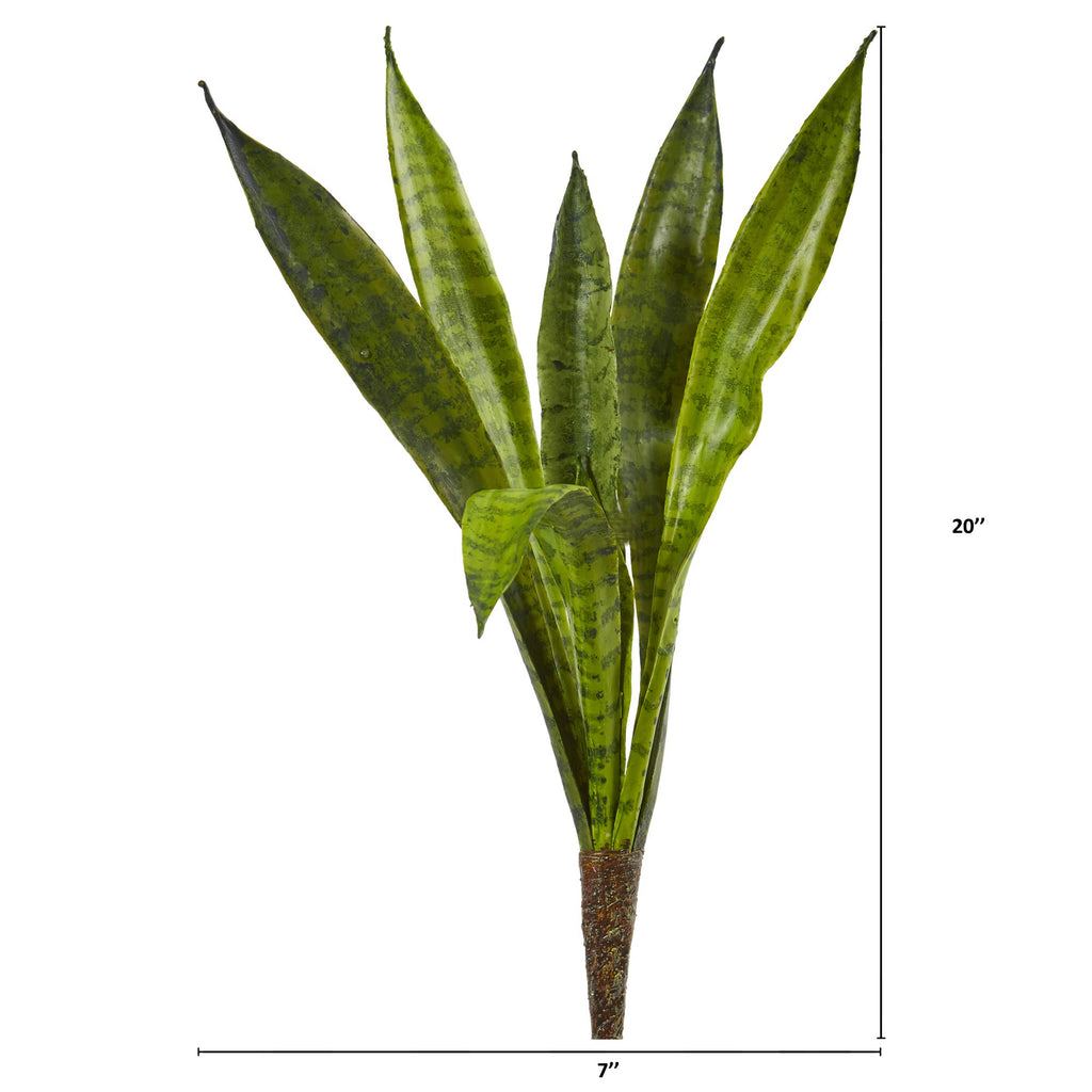 Nearly Natural 20-in Artificial Tall Snake Plants Sansevieria, Set of 6 Yellow Faux Snake Plant for Indoor Home Decor with Groun Stakes, Large Fake Plant for Office, Living Room, Bedroom, DIY