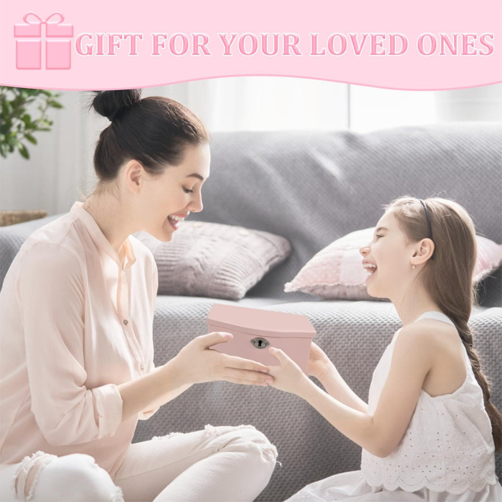 Lihou PapaQ Pink Ballerina Musical Jewelry Box for Girls, Wooden Jewelry Storage Chest with Mirror & Lock, Swan Lake Tune Spinning Ballerina Music Box, Ideal Kids Gift for Christmas & Holidays