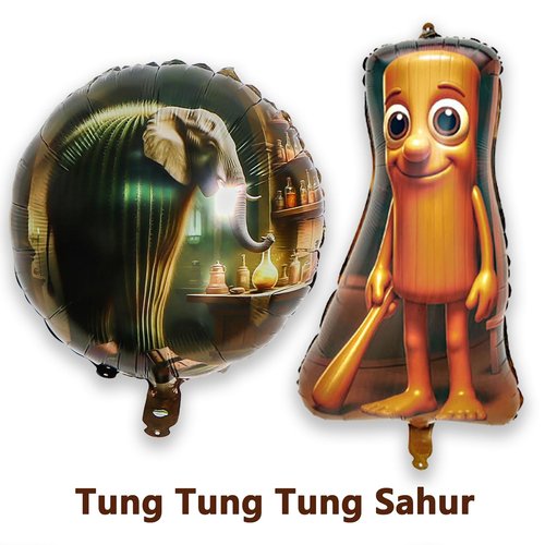 7Pcs Italian brainrot Foil Balloons for Birthday Party ，Tralalero Tralala and Tung Tung Tung Sahur Party Balloons, Birthday Party Decorations.