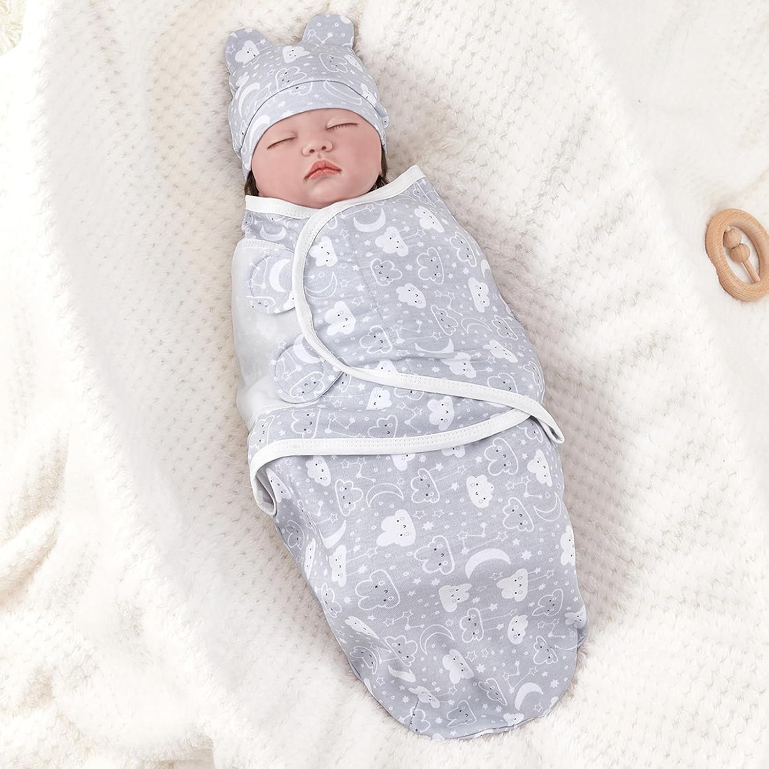 Skiennix 3-Pack Organic Swaddle Sleep Sacks - Ergonomic Newborn Wraps for 0-3 Months
