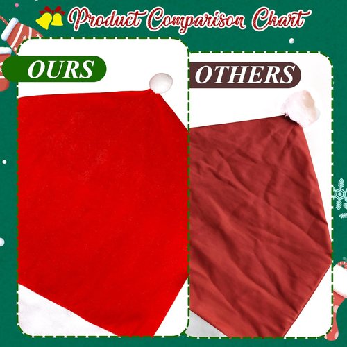 Hongsome Christmas Chair Back Covers - Set of 4 Cute Santa Hat Decorations for Holiday Dining