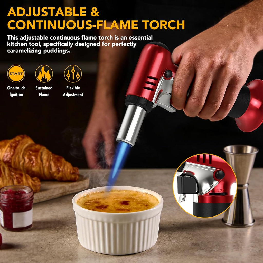 Semlos Butane Torch - Refillable Kitchen Lighter with Safety Lock & Adjustable Flame | Perfect for DIY, Crème Brûlée & Soldering