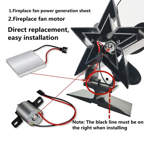 Fireplace Fan Accessories Motor and Power Generation sheet/4-Blade Heat Powered Stove Fan for Wood/Log Burner