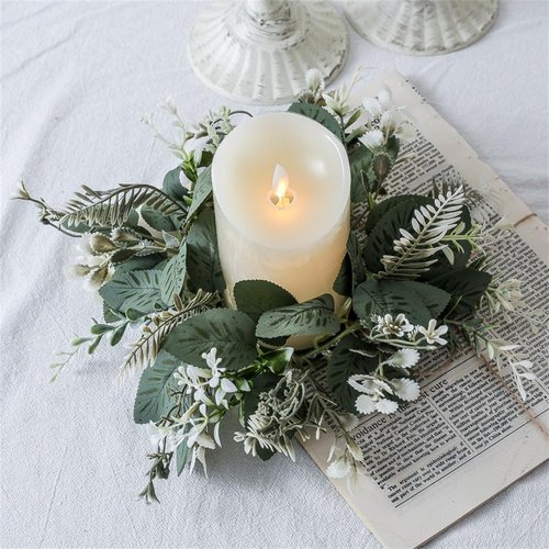 Eucalyptus Leaves Wreaths by [Brand Name] - 10 Inch Boho Candle Rings for Home Decor | 2 Pack Green