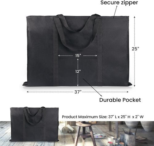 JJRING Art Portfolio Tote Bag - Lightweight Dacron Design | 25'' x 37'' for 24'' x 36'' Sketching & Drawing
