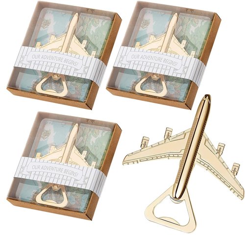 40PCS Airplane Bottle Opener for Wedding Favors Air Plane Travel Beer Bottle Openers for Guests,Party Souvenirs or Decorations-Gold