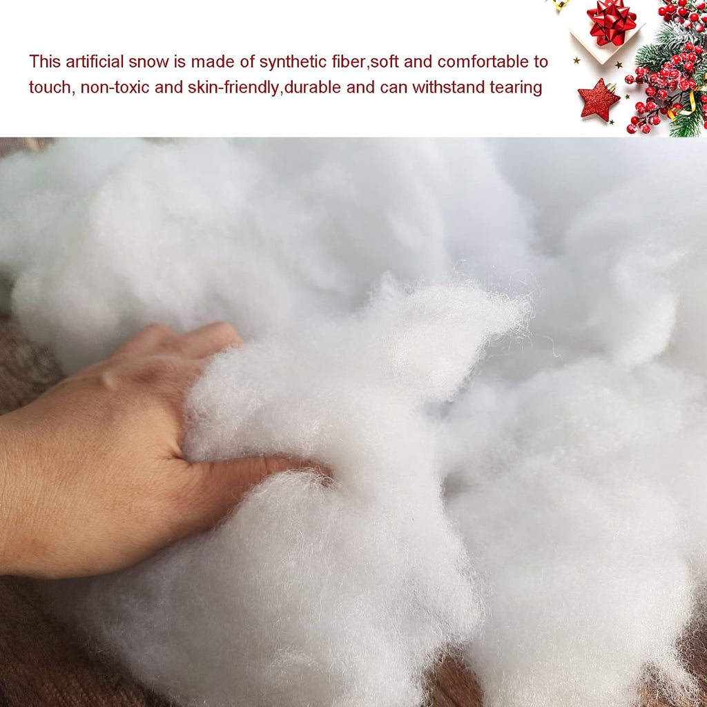 Skiennix Christmas Fake Snow Decor - Fluffy Fiber Artificial Snow for Indoor Winter Wonderland | 35.3 Oz