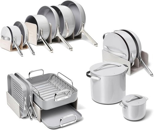 Caraway 31-Piece Ceramic Cookware Set - Versatile Fry Pans, Saucepans, Dutch Oven & More - Gray
