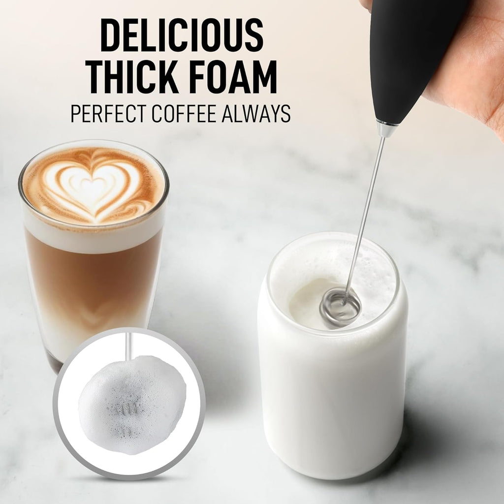 Zulay Kitchen Double Whisk Milk Frother - Powerful Handheld Foam Maker for Coffee, Lattes & More - Includes 2 Duracell Batteries