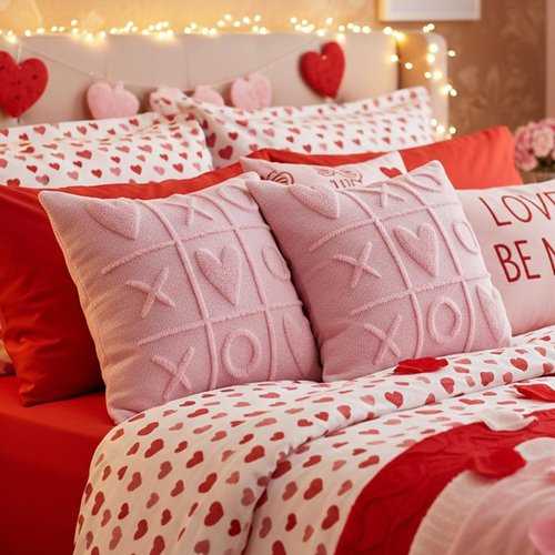 QIONG MENG Valentine Pillow Covers 18x18 Inch Set of 2 Valentines Day Decorations Pink Throw Pillow Covers Valentines Decor Pillowcase for Couch Sofa Cushion Case Home Wedding Anniversary