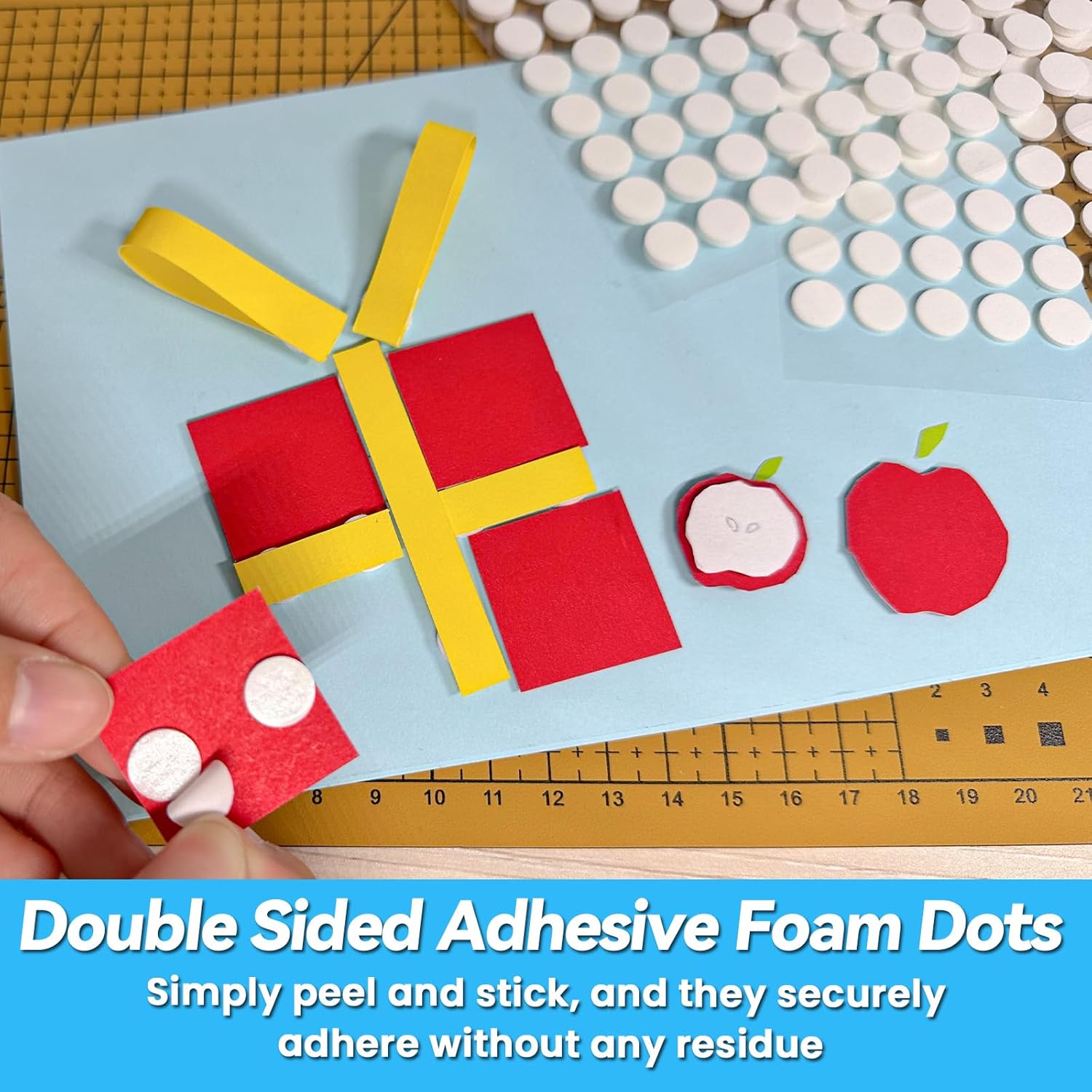 Tikfoam Double-Sided Adhesive Foam Dots - 1000 Pcs, 2mm & 1mm Thick for Crafting & DIY Projects