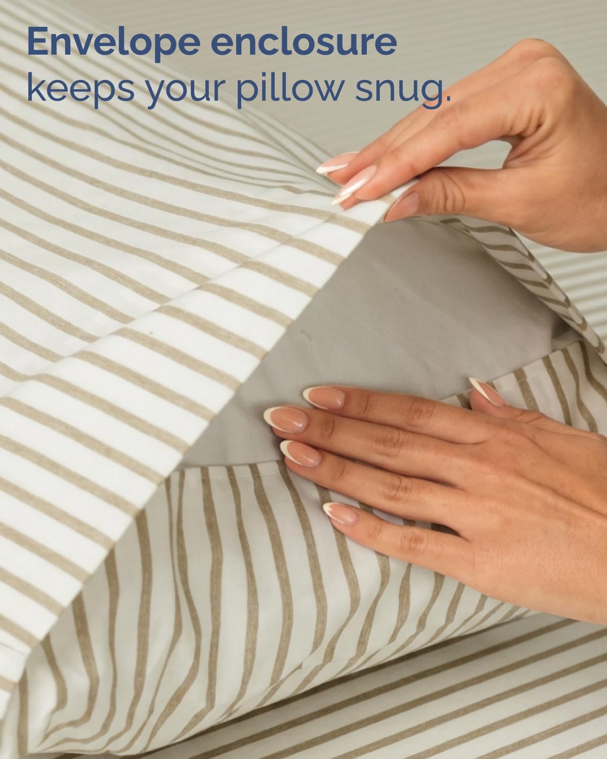 Skiennix Twin XL Sheet Set - Comfy Cooling Bed Sheets with Deep Pockets - Oeko-Tex Beige Stripes