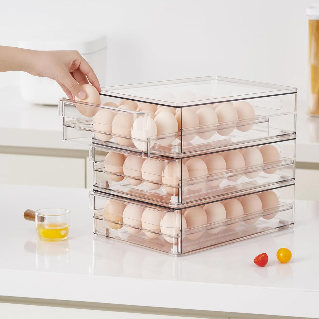 Vacane 24 Capacity Egg Holder - BPA Free Refrigerator Organizer with Non-Slip Pads | Space-Saving Egg Tray