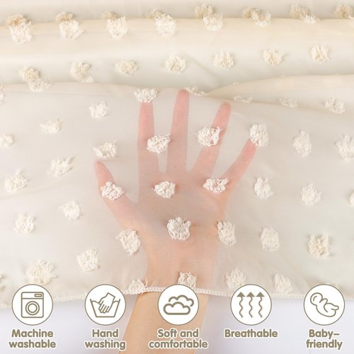 jiangcha Bed Canopy for Girls - Princess Bed Canopy - Crib Canopy for Boys and Girls Bedroom Decor, Suitable for Use in Cribs Canopy Bed Curtains (Beige)