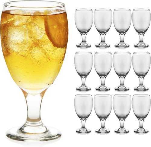 Libbey Classic Glass Goblets - Set of 12 Dishwasher Safe 16.25 Oz Drinking Glasses for Tea & Sangria