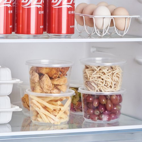 Jaluxing [150 Set - 16 oz. Plastic Deli Disposable Food Storage Containers With Airtight Lids