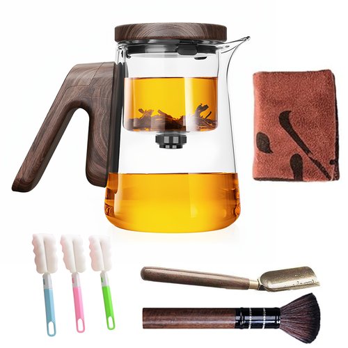 Small 25.4oz Enchanted Glass Teapot, YJX Magnetic Brewing Tea Pot Designed for Convenience, Witchcraft Magic with Strainer for Separation of Loose Tea and Water (750ml)