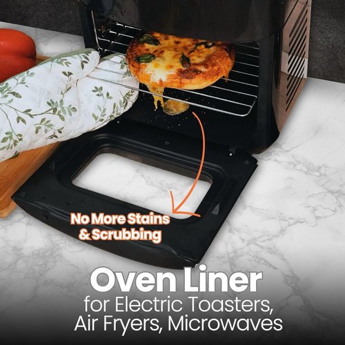 Buself Toaster Oven Liner - Nonstick & Heat Resistant | Reusable Air Fryer Liners, 9x11", 2 Pack, Black
