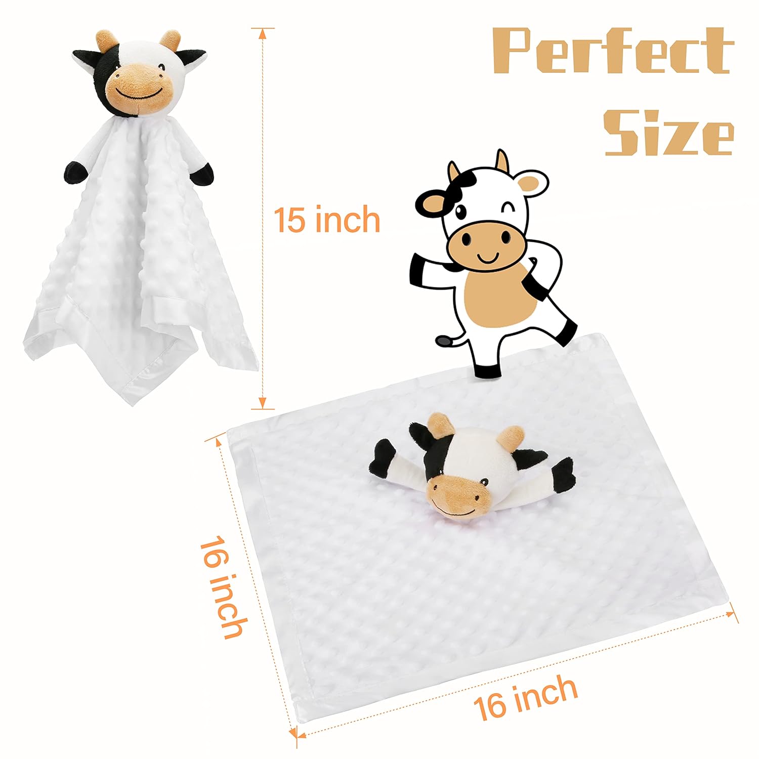 Pro Goleem Cow Security Blanket - Soft Lovey for Babies | 16-Inch Snuggle Toy for Boys & Girls