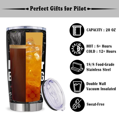 Ladyhold Pilot Gifts, Aviation Gifts for Pilots Men Tumbler 20Oz, Airplane Gift for Men, Pilot Gift for Aviation Lovers Ideas