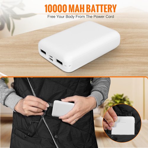 Cordless Heated Blanket, Outdoor Electric Wearable Blanket with 10000mAH Battery and 3 Heating Levels, Heated Blanket Battery Operated Portable Heated Shawl for Home, Outdoor, Camping, Office(Black)