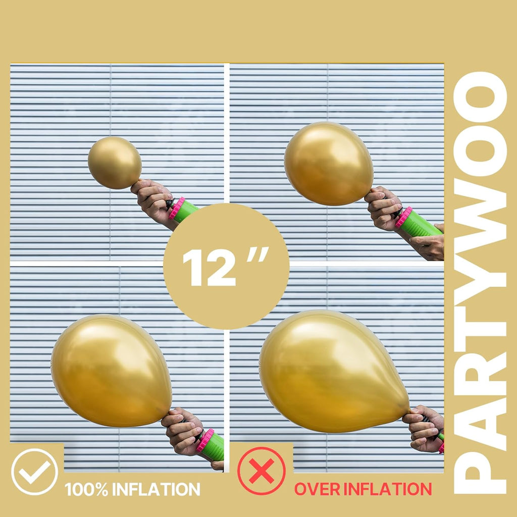 PartyWoo Gold & Black Balloons - 100pcs 12-Inch Metallic Balloons for Celebrations & Events