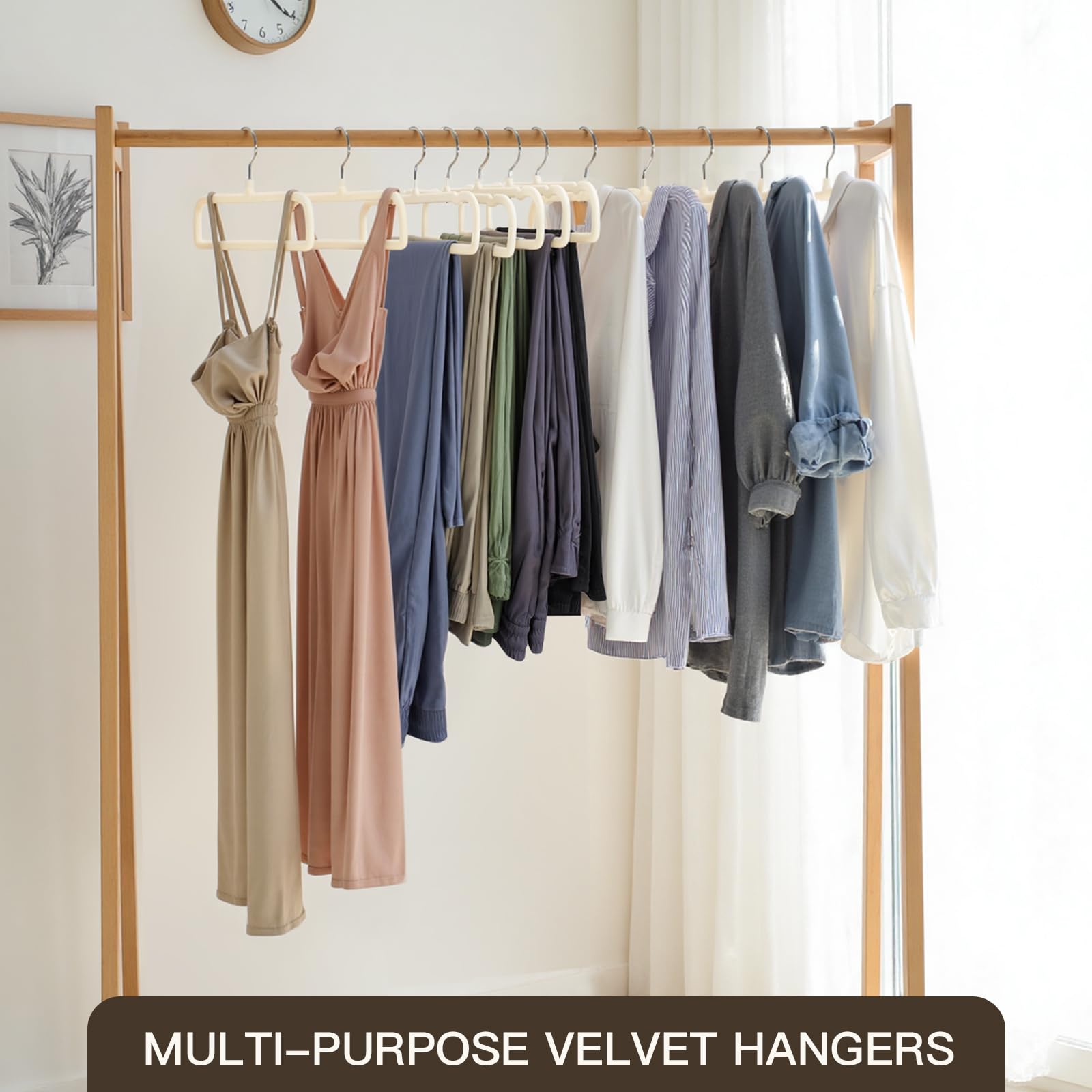 Uinicor Velvet Hangers Pants Hangers 20 Pack Velvet Pant Hangers,Heavy Duty Felt Hangers for Pants,Jeans,Scarf,Towels,Tank Top,Coat.Closet Organizers and Storage（Beige）