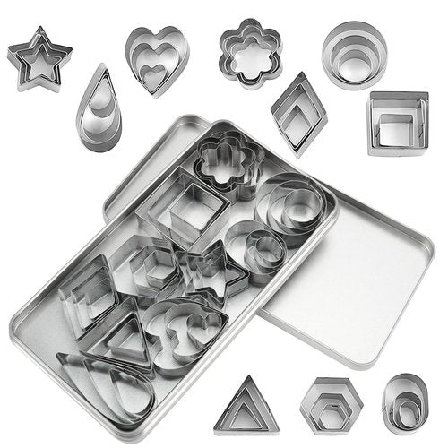 30 Pcs Mini Cookie Cutters Set with Box, Stainless Steel Tiny Cookie Cutters for Biscuit Molds