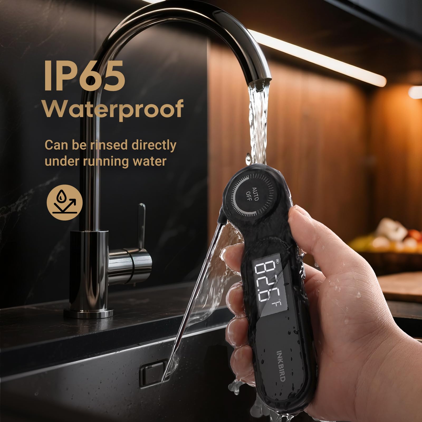 0.5 Seconds Rechargeable Instant Read Meat Thermometer for Cooking, INKBIRD Digital Food Thermometer with VA LCD Screen -58.0℉~572℉ Waterproof Kitchen Thermometer with Magnet, Candy Grill BBQ Frying