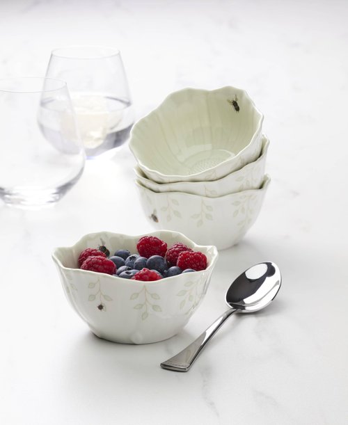 Lenox 897162 Butterfly Meadow Floral Dessert Bowls, Green, Set of 4