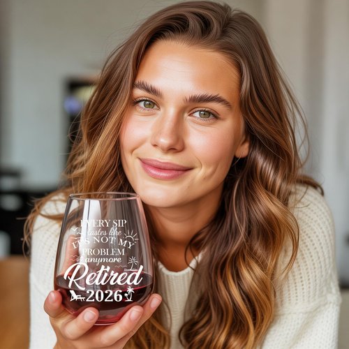Retirement Gift for Woman & Men 2026 - Funny Retirement Gifts for Women with "Not My Problem Anymore", Farewell Goodbye Gifts for Coworkers, Boss, Friend, Teacher or Mom - 19OZ Stemless Wine Glass