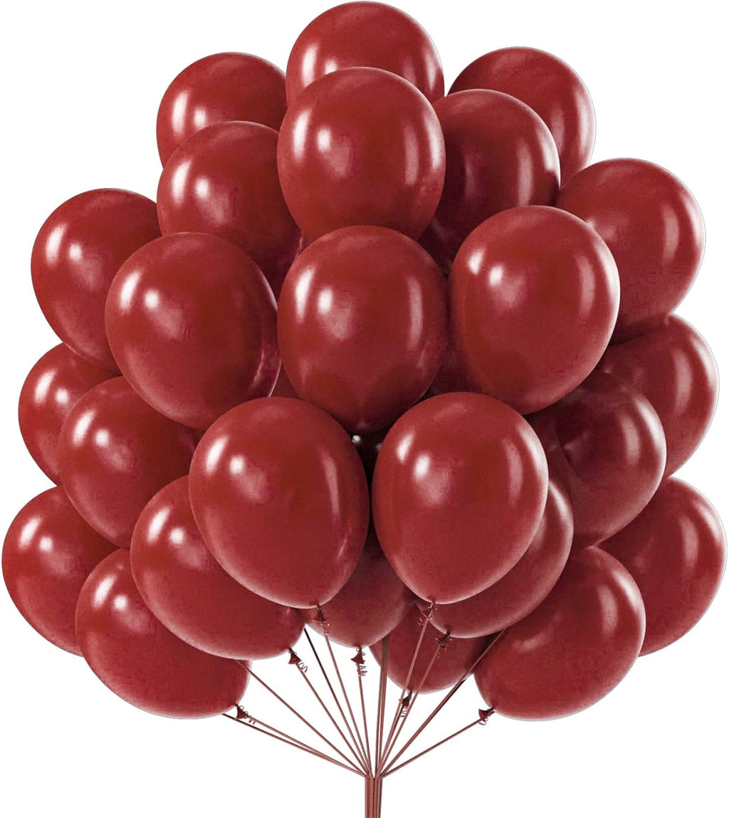 PartyWoo Burgundy Balloons - 100pcs 12 Inch Dark Chestnut Red for Graduation & Events