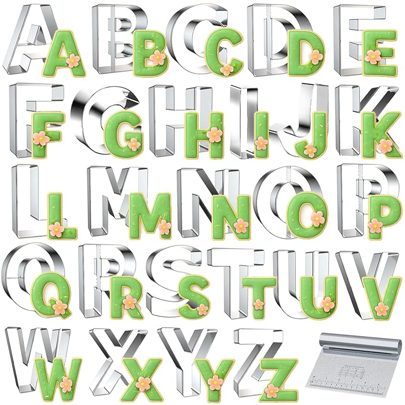 26 Pcs Alphabet Cookie Cutters Set - 3 Inch Stainless Steel Letters (Variation: 3” 26 Letters Only)