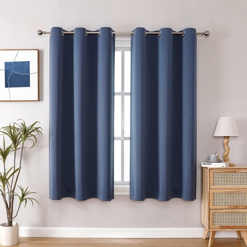 ChrisDowa Grommet Blackout Curtains - Thermal Insulated Room Darkening Panels, Stone Blue, 42W x 63L