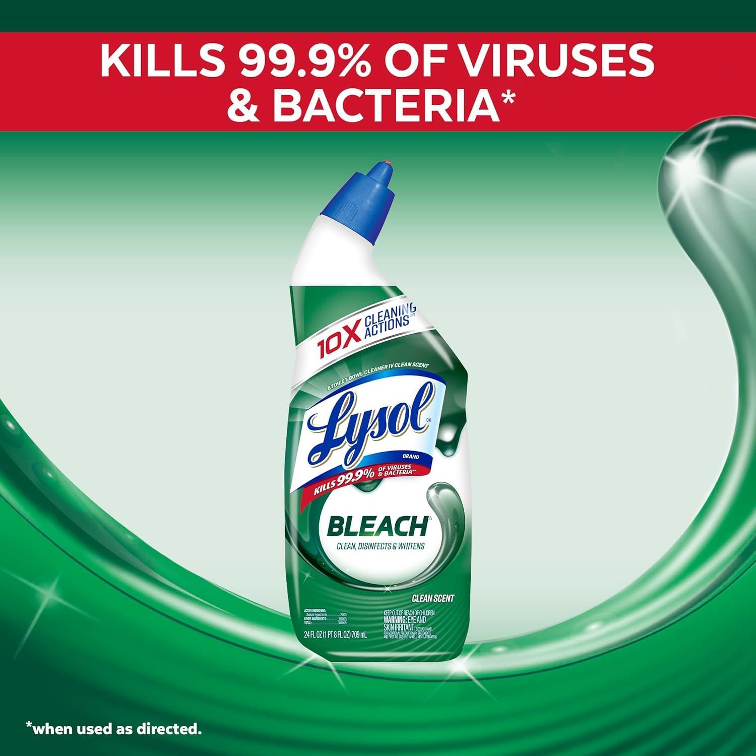 Lysol Toilet Bowl Cleaner Gel - Powerful Disinfectant & Stain Remover - 24oz (Pack of 2)