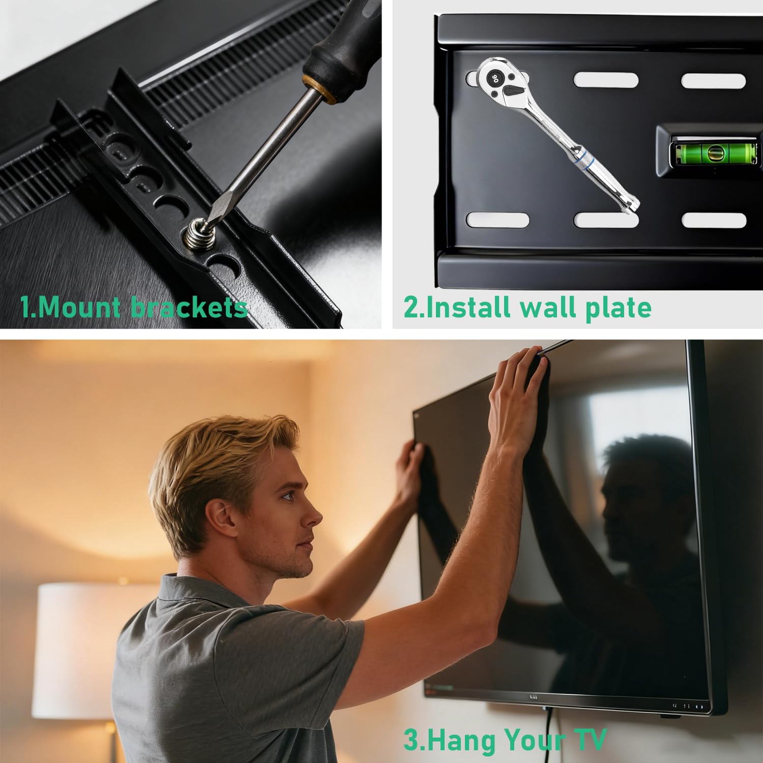 Alrhipvm Fixed TV Monitor Wall Mount for 12-43 Inches LED LCD TVs, Low Profile Small TV Mount, Flush Mount Flat Wall Bracket, Max VESA 200x200mm, Max Load 55lbs
