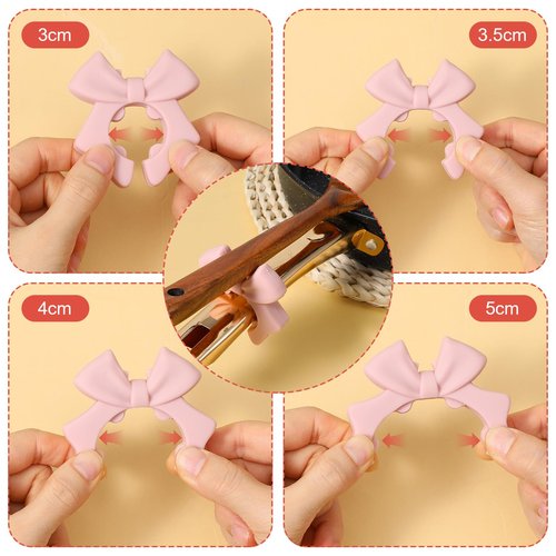 Mabor 3Pcs Spoon Holder for Pot, Bowknot Silicone Spoon Pot Pan Holder, Pink Bow Pots Clip Rest for Cooking, Heat Resistance Non-Slip Cute Stove Top Spatula Holders